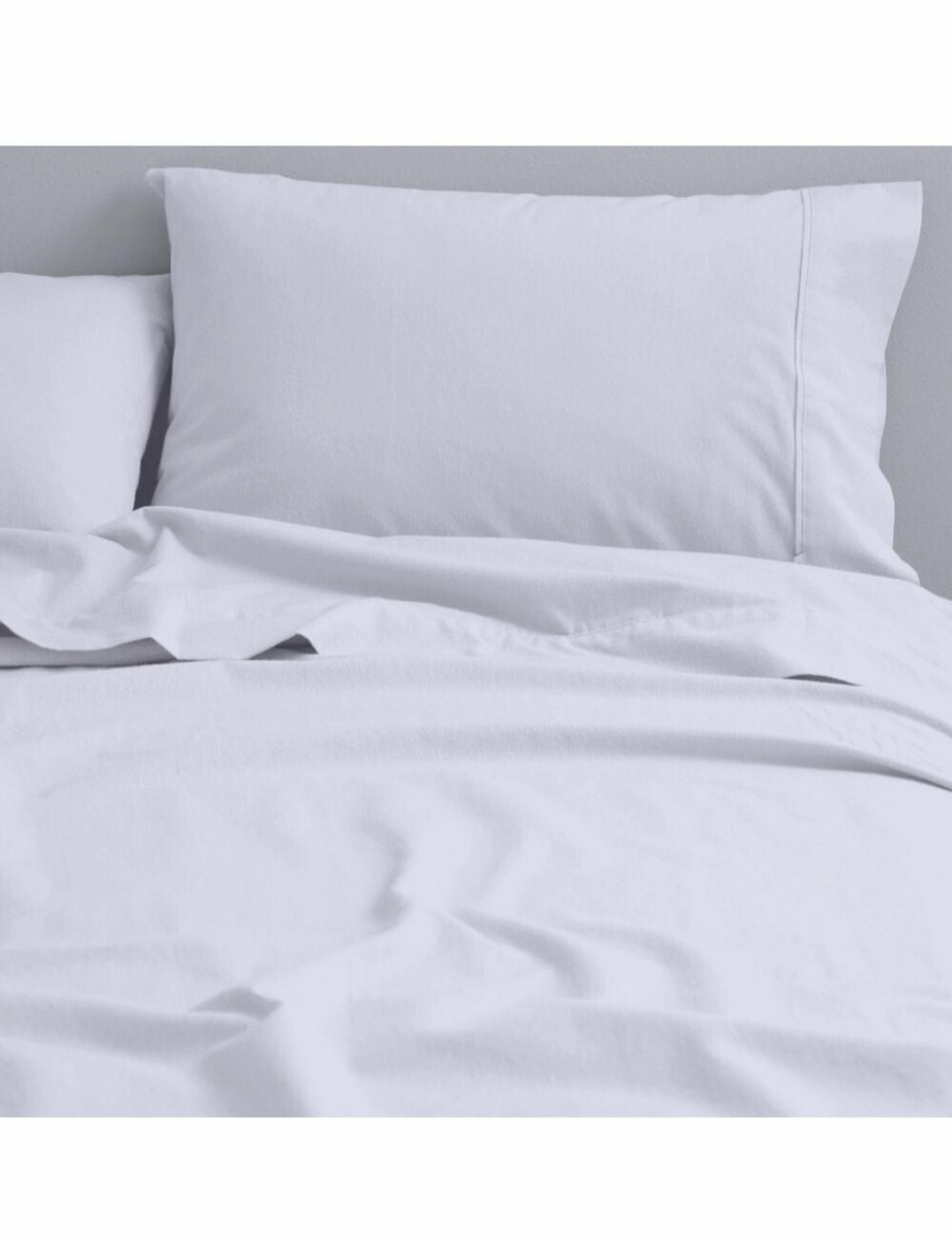 Home And Lifestyle CANNINGVALE Flannelette Sheets | Canningvale Queen Bed Fitted Sheet Set Cozi Cotton Flannelette Bedding White