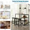 Home And Lifestyle Costway Tables | Costway 3Pcs Indoor Dining Table And Chairs Set Bistro Furniture W/Storage Shelf Kitchen Home Cafe