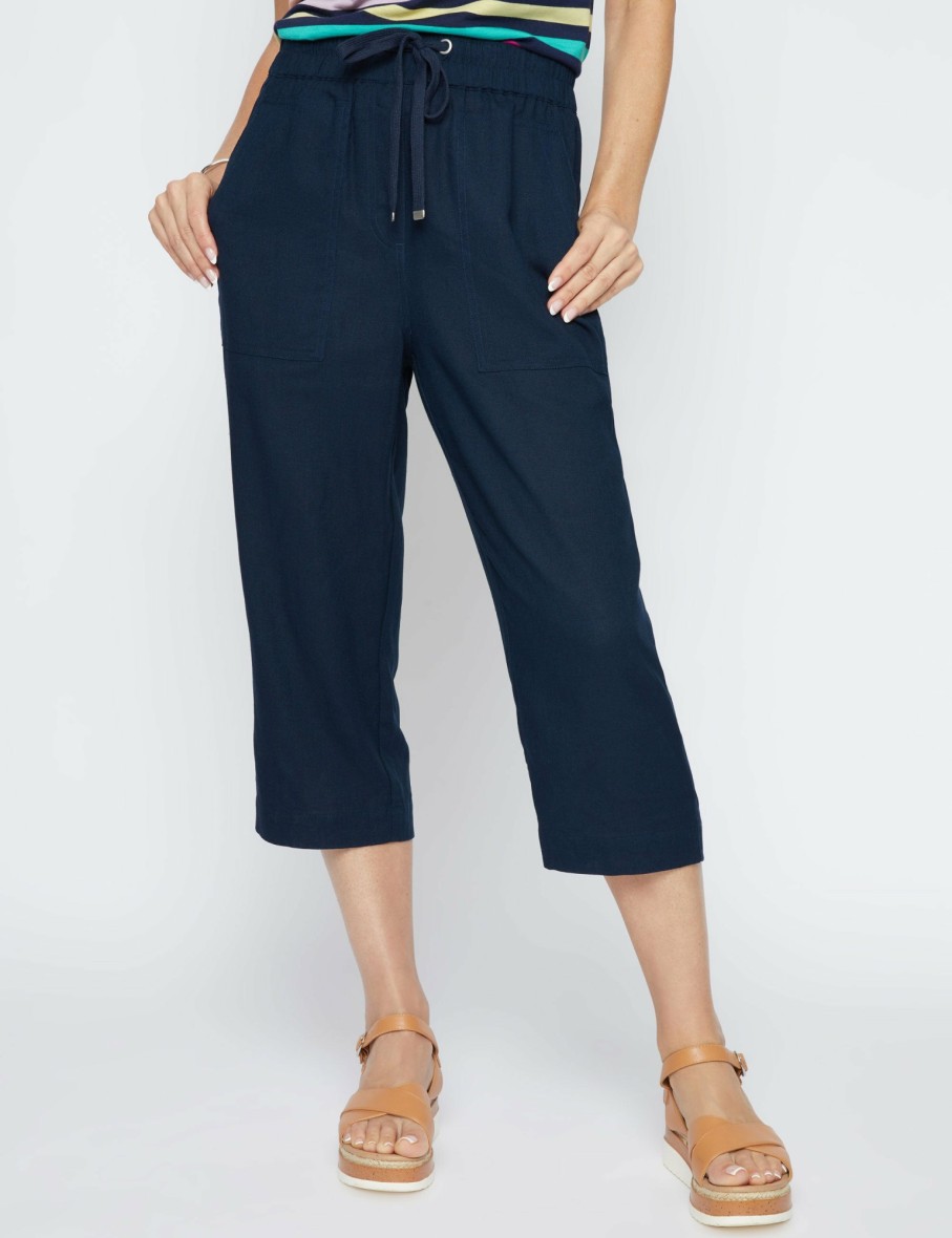 Women Millers Crops & Capris | Millers Crop Length Patch Pocket Linen Blend Pant