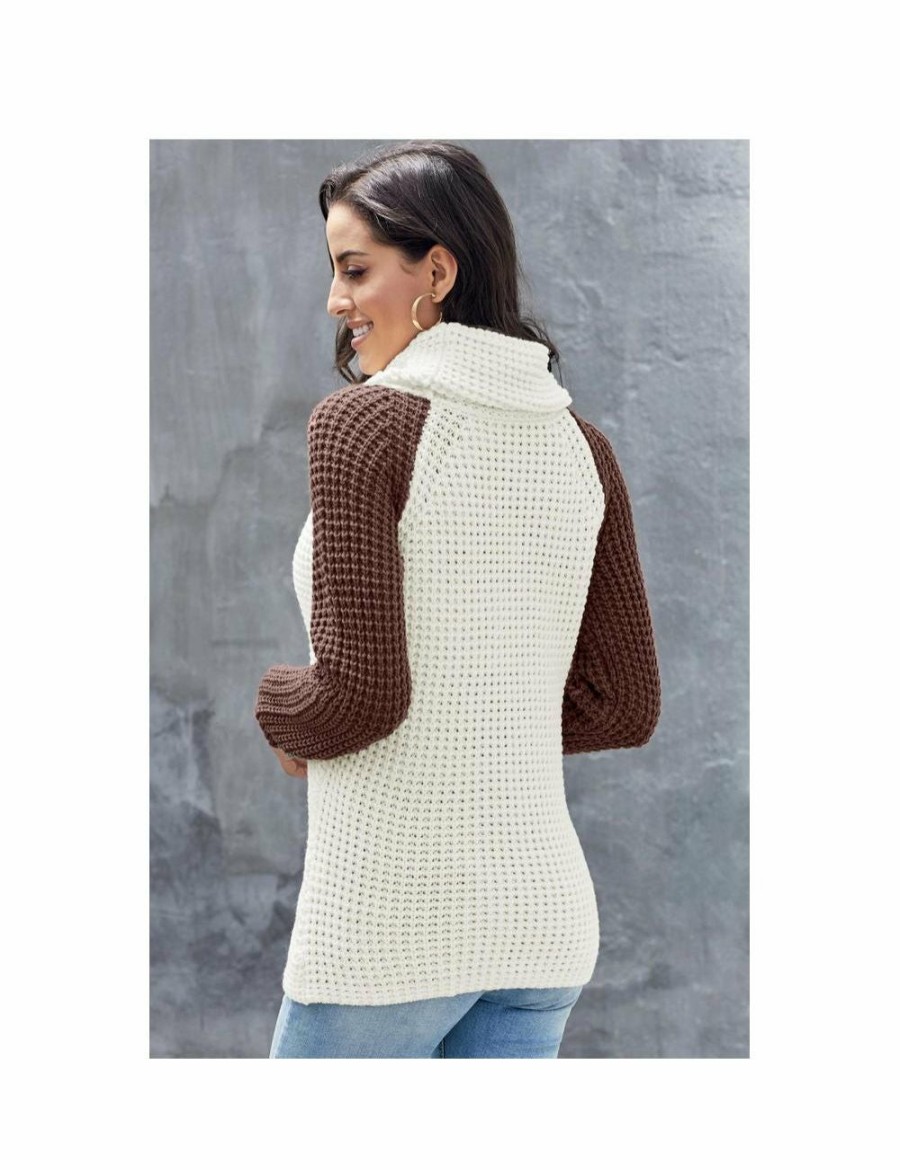 Women Azura Exchange Wraps & Ponchos | Azura Exchange Button Turtle Cowl Neck Asymmetric Hem Wrap Pullover Sweater