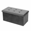 Home And Lifestyle BOXSWEDEN Ottomans & Footstools | Box Sweden 76X36Cm Ottoman Storage Cube Faux Velvet Home Organiser/Stool Grey