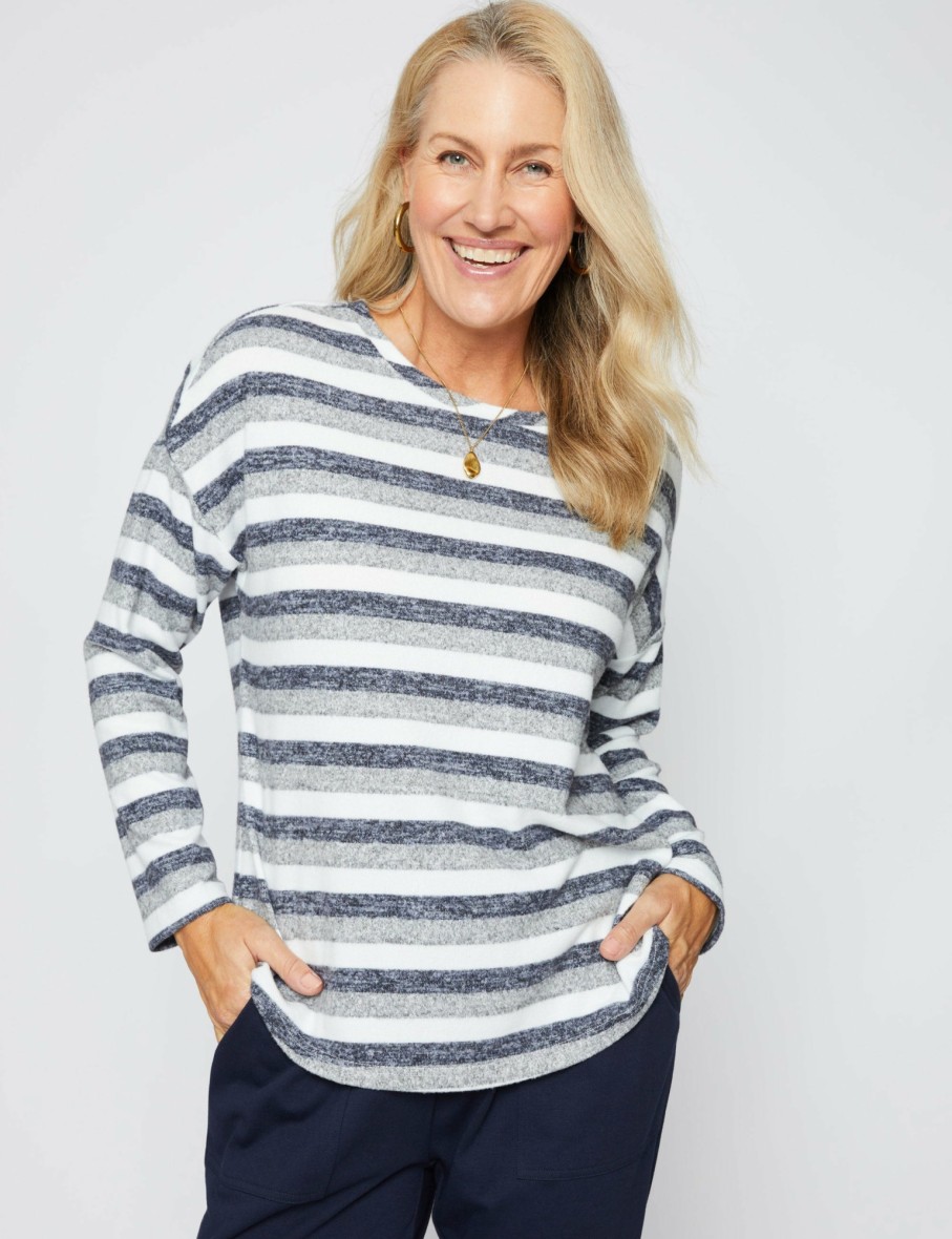 Women Millers Long Sleeve Tops | Millers Long Sleeve Stripe Brushed Top