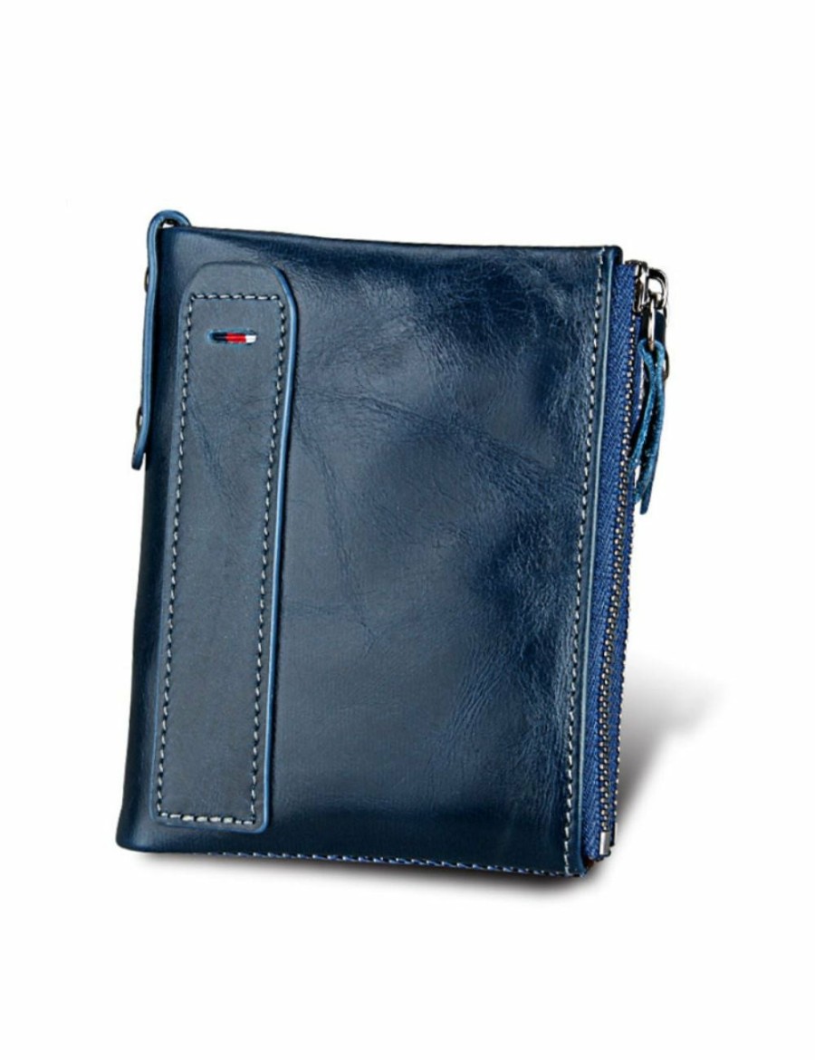 Home And Lifestyle ICB Accessories | Mens Rfid Wallet With Zipper And Credit Card Slots - Blue Blue