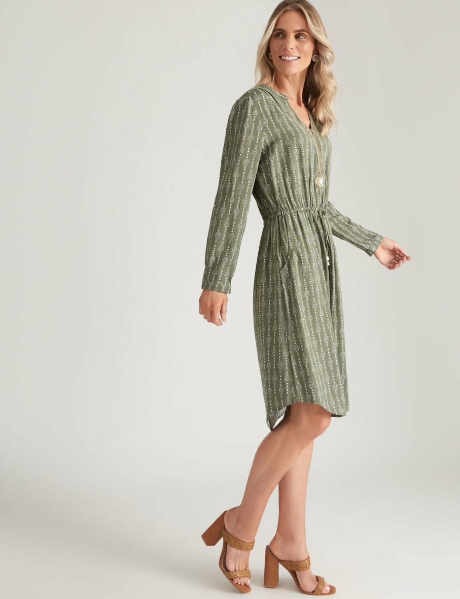 Women Millers Sleeved Dresses | Millers 3/4 Sleeve Zip Detail Rayon Midi Dress