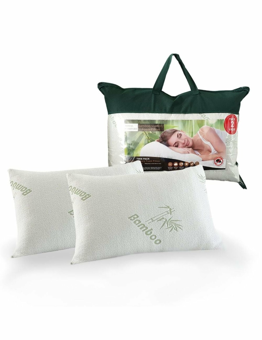 Home And Lifestyle Bdirect Pillows | Royal Comfort Bamboo-Covered Memory Foam Pillow Twin Pack