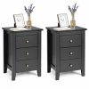 Home And Lifestyle Costway Bedside Tables | Costway 2X Modern Bedside Tables Wood Side Table Nightstand Storage Cabinet W/3 Drawers Bedroom Living Black