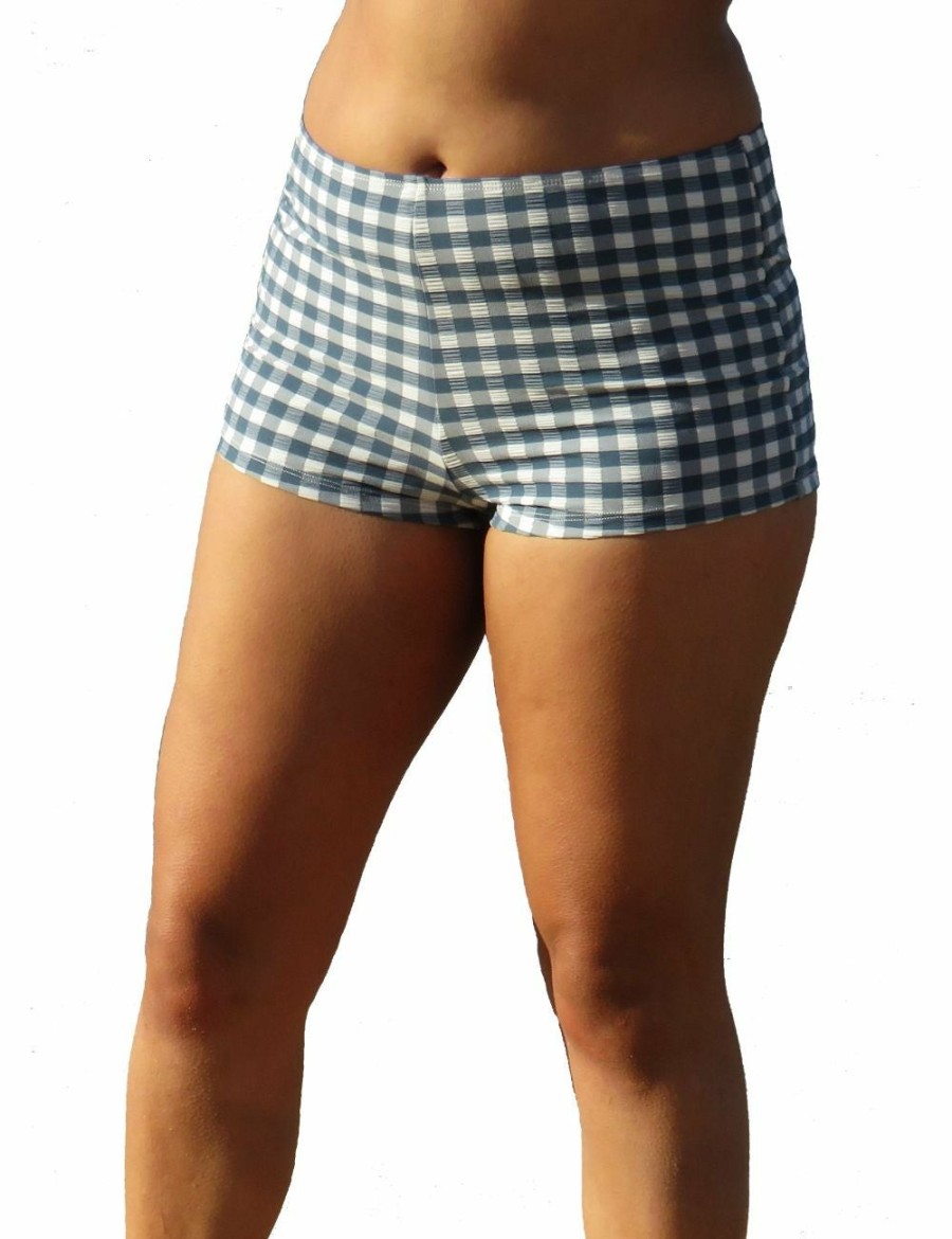 Women LaSculpte Swim Shorts | Gingham Boyleg Bikini Bottom Denim - 14