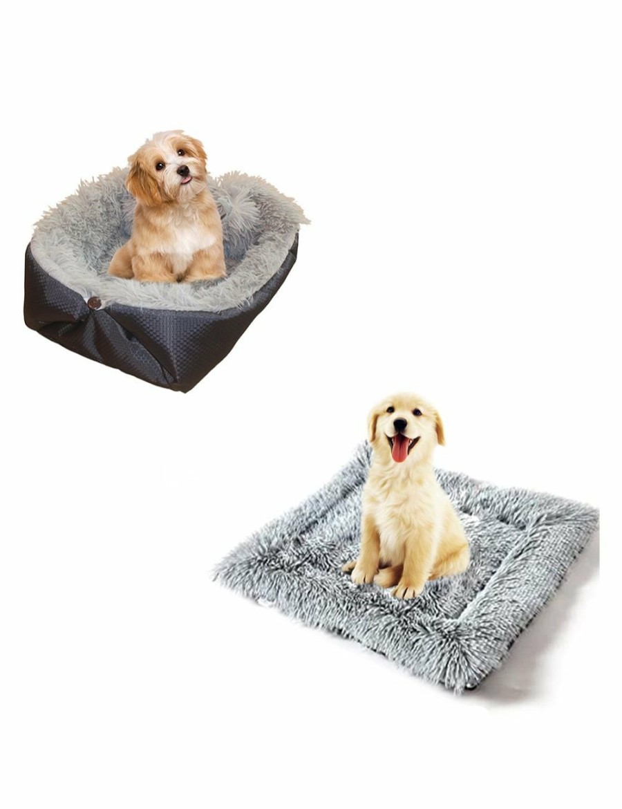 Home And Lifestyle Soga Pet Beds | Soga Black Dual-Purpose Cushion Nest Cat Dog Bed Warm Plush Kennel Mat Pet Home Travel Essentials