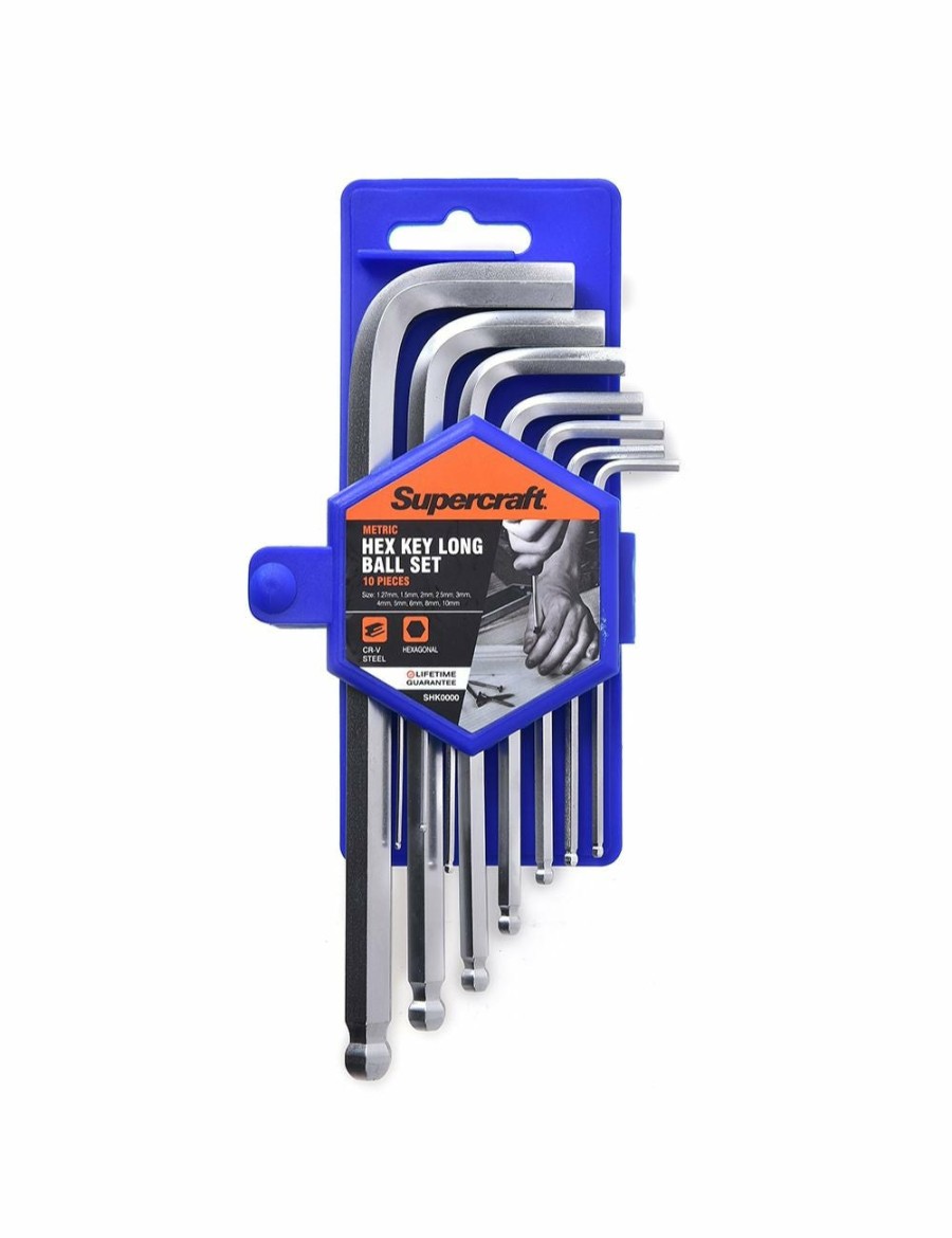 Home And Lifestyle SUPERCRAFT Tools & Accessories | 10Pc Supercraft Allen/Hex Key Wrench Long Ball Metric 1.27-10Mm Home Tool Set