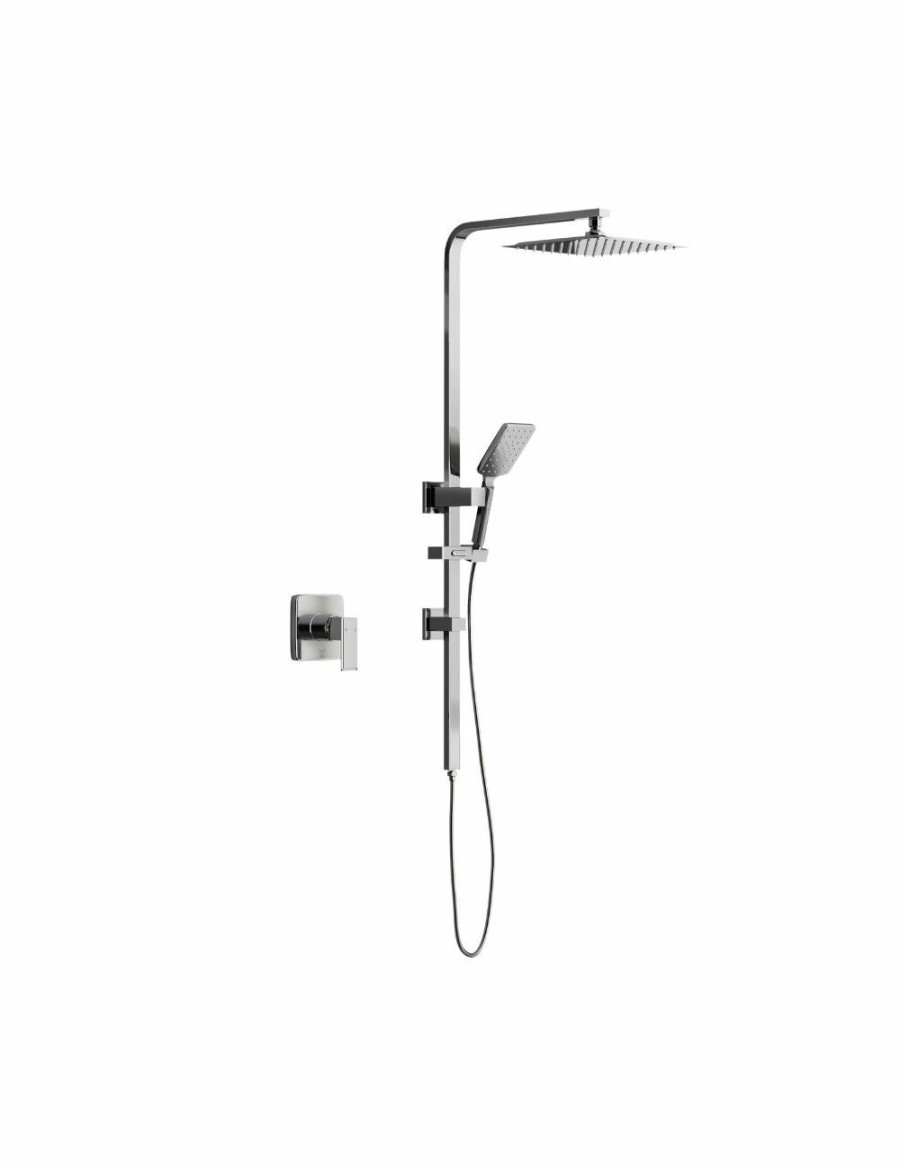 Home And Lifestyle Welba Bathroom Fixtures | Welba 250Mm Rain Shower Head Set Square Handheld With Shower Mixer Tap Black