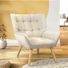 Home And Lifestyle Oikiture Armchairs & Sofas | Oikiture Armchair Accent Chairs Sofa Lounge Fabric Upholstered Tub Chair Beige