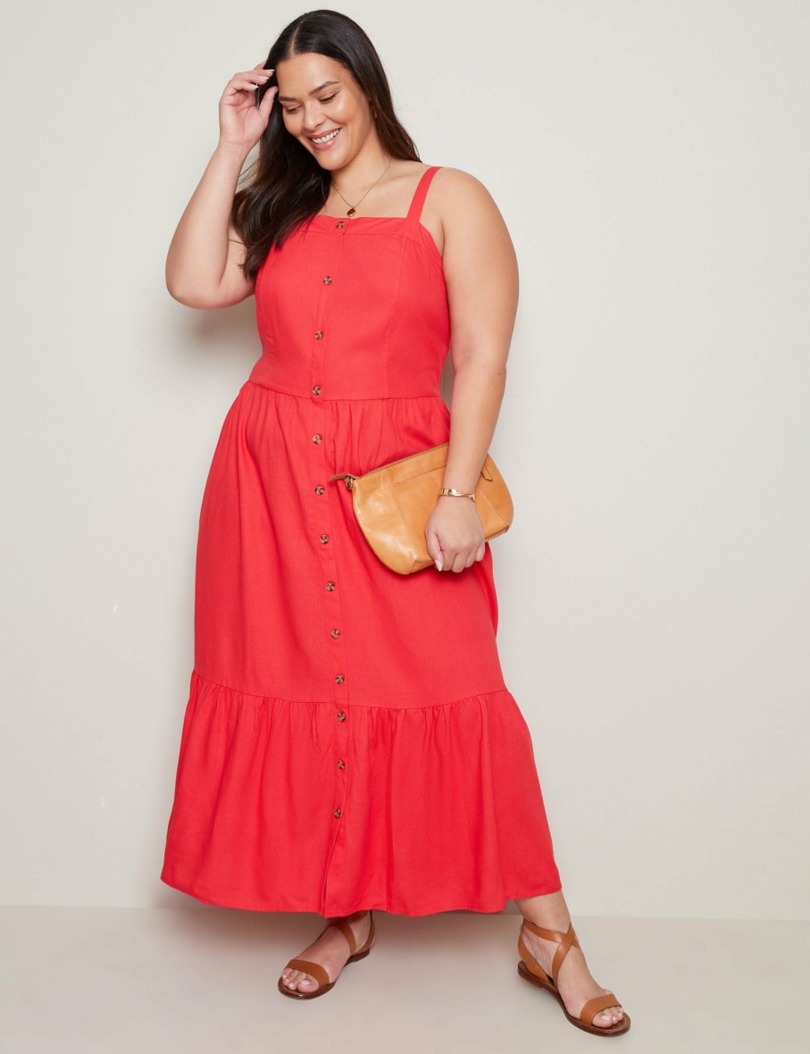 Women Autograph Sleeveless Dresses | Autograph Sleeveless Tiered Hem Linen Maxi