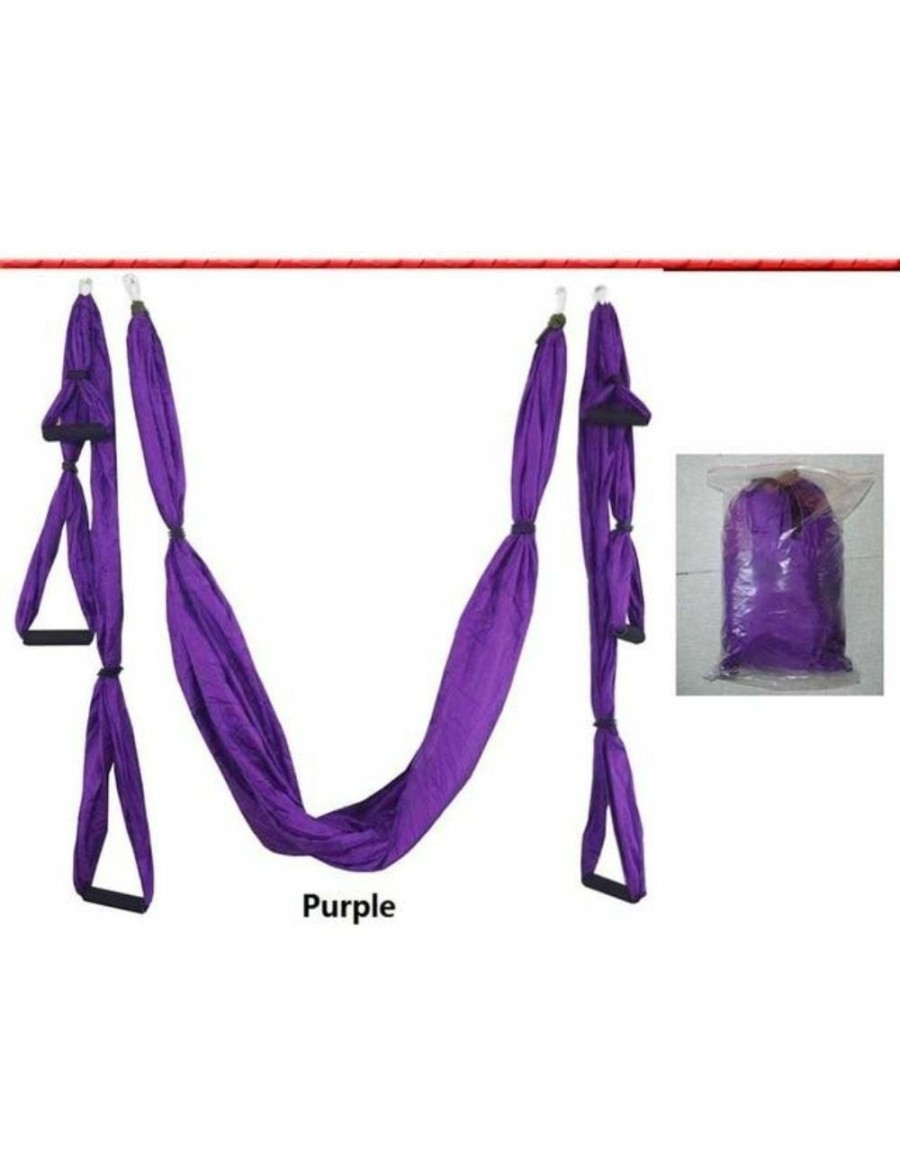 Sport & Fitness HOD Health & Home Equipment | Anti-Gravity Aerial Yoga Hammock Hanging Belt Swing Trapeze Home Gym Fitness Exercises - Purple