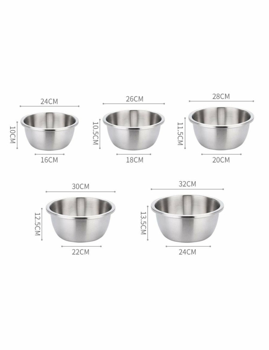 Home And Lifestyle Soga Storage & Organization | Soga 5Pcs Deepen Matte Stainless Steel Stackable Baking Washing Mixing Bowls Set Food Storage Basin