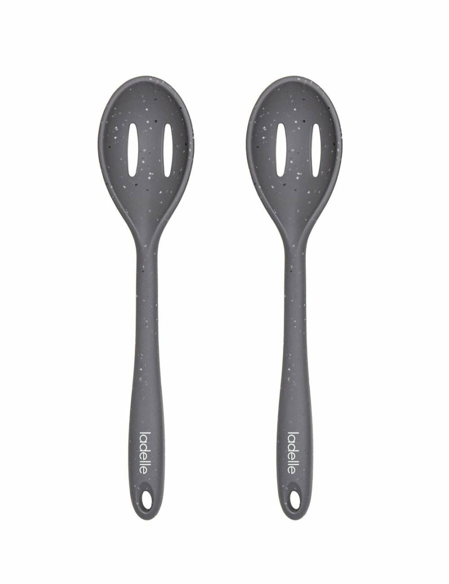 Home And Lifestyle LADELLE Cooking Utensils | 2X Ladelle Craft Grey Speckled Silicone Slotted Spoon Cooking/Serving Utensil