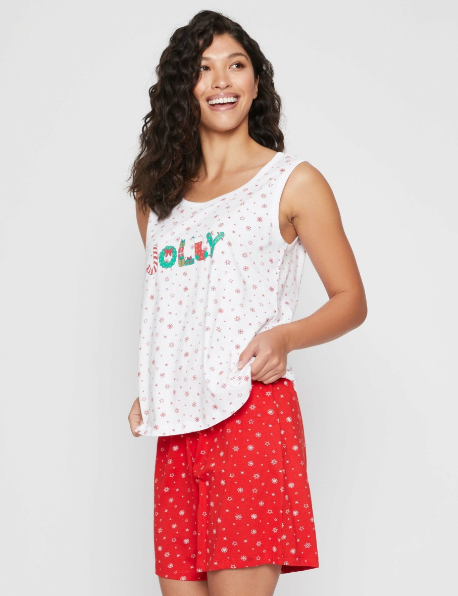 Women Millers Pyjamas | Millers Sleeveless Top And Shorts Christmas Novelty Pj Set