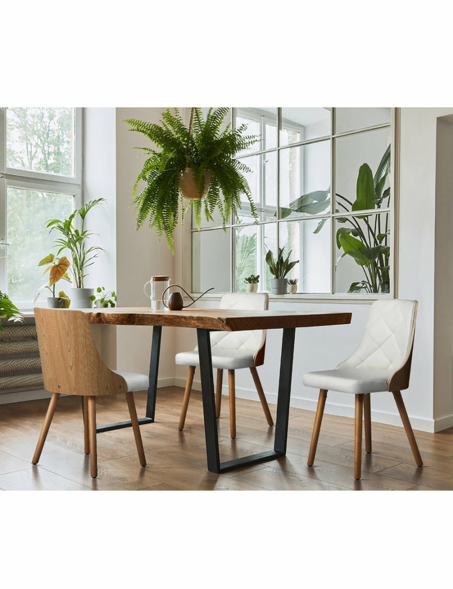 Home And Lifestyle Oikiture Chairs | Oikiture Dining Chairs Wooden Kitchen Chair Cafe Faux Pu Leather Padded Seat 2X