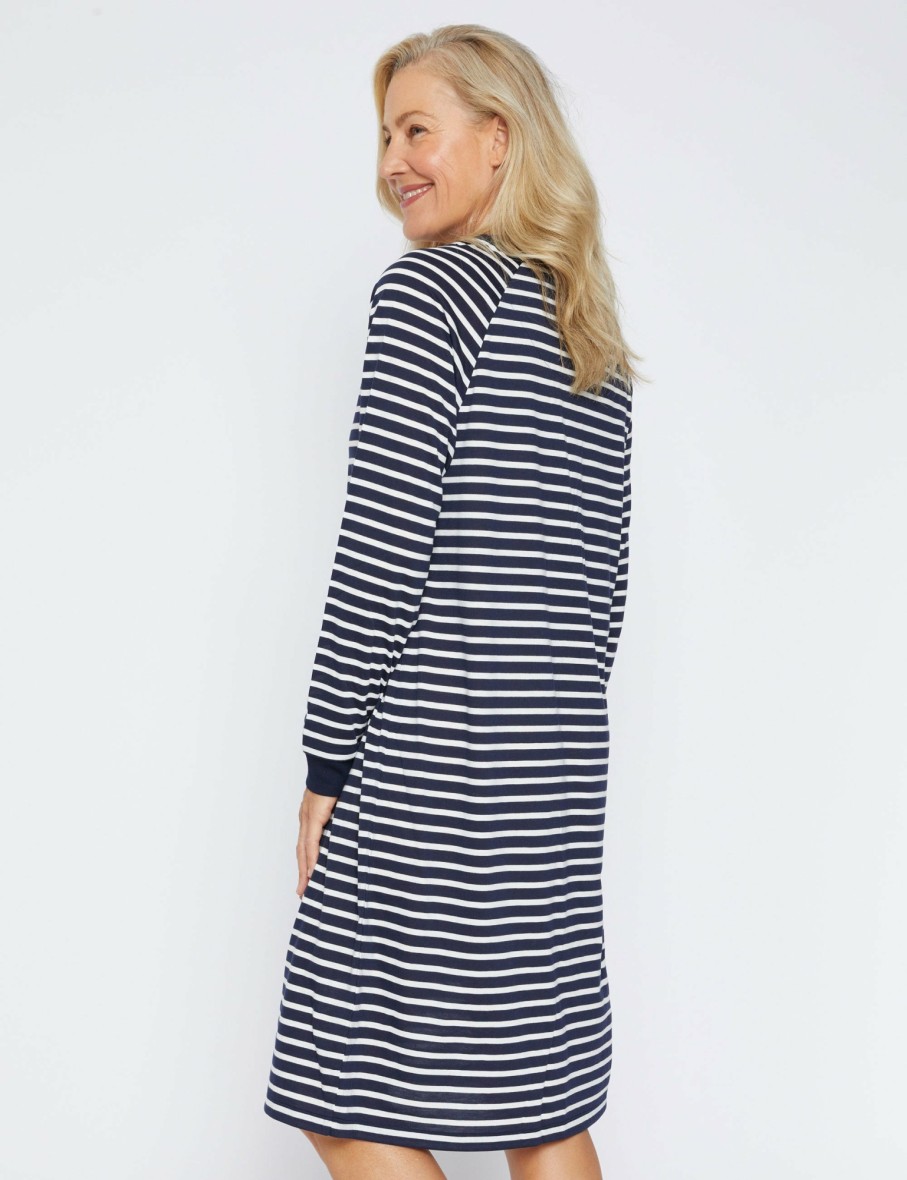 Women Millers Nighties | Millers Long Sleeve Crew Neck Stripe Nightie