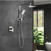 Home And Lifestyle Welba Bathroom Fixtures | Welba 250Mm Rain Shower Head Set With Mixer Square 3-Mode Handheld Shower Black