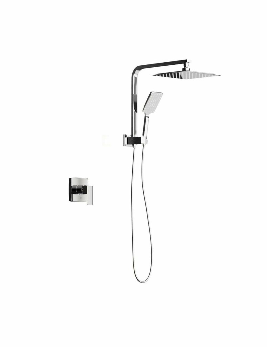 Home And Lifestyle Welba Bathroom Fixtures | Welba 250Mm Rain Shower Head Set With Mixer Square 3-Mode Handheld Shower Black