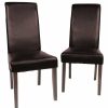 Home And Lifestyle Melbournians Furniture Chairs | 2X Wooden Frame Brown Leatherette Dining Chairs With Solid Pine Legs