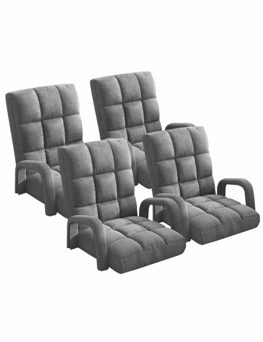 Home And Lifestyle Soga Recliners | Soga 4X Foldable Lounge Cushion Adjustable Floor Lazy Recliner Chair With Armrest Grey