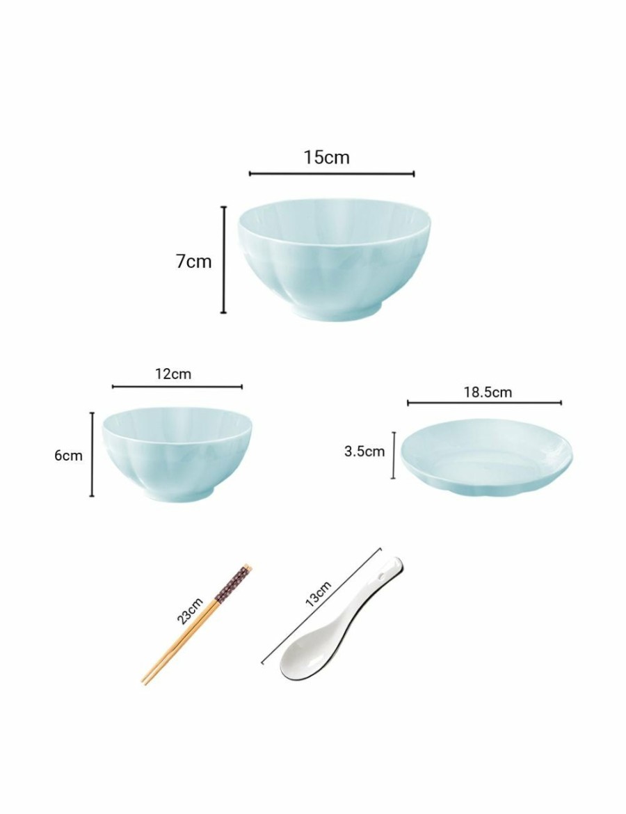 Home And Lifestyle Soga Dinnerware | Soga Light Blue Japanese Style Ceramic Dinnerware Crockery Soup Bowl Plate Server Kitchen Home Decor Set Of 12