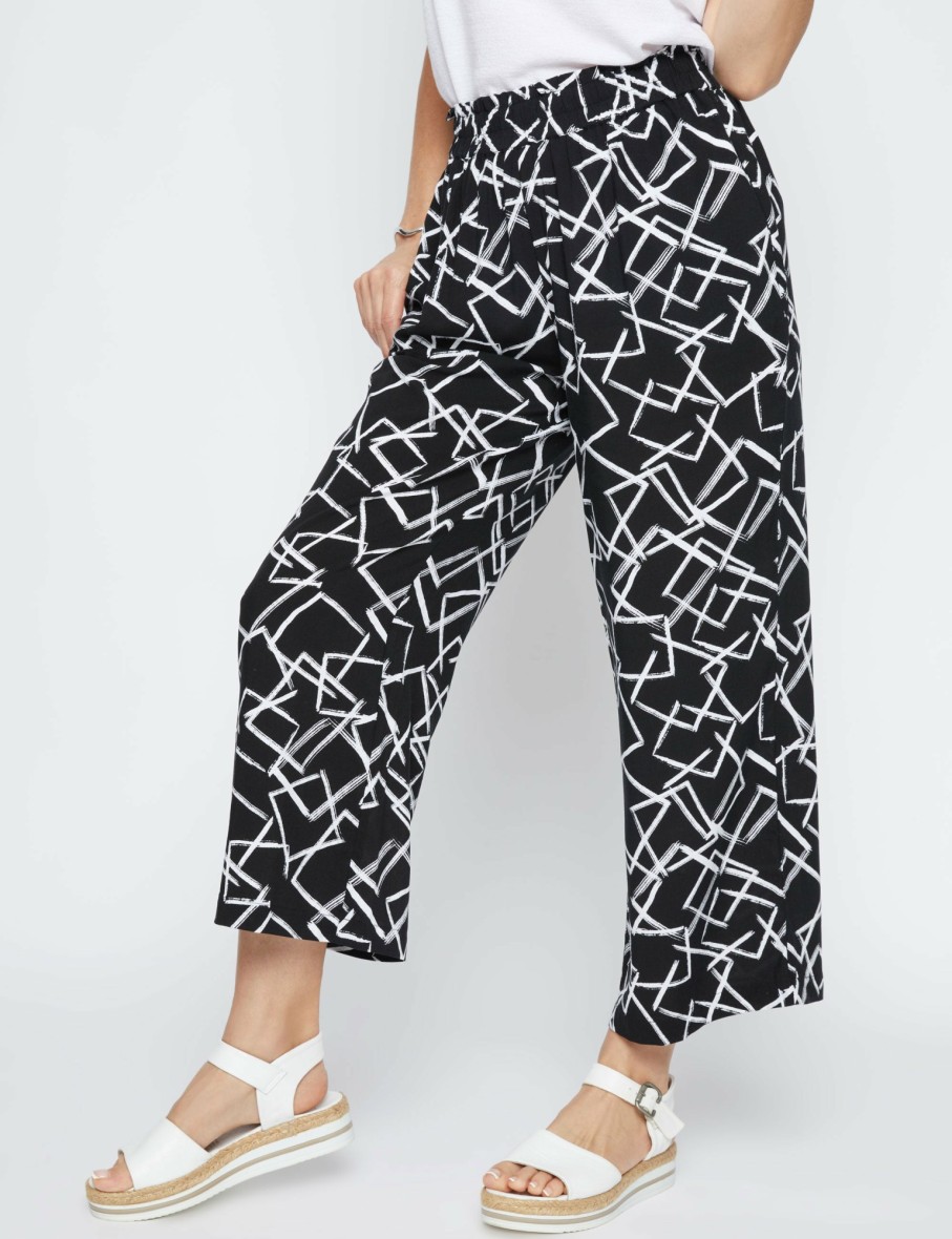 Women Millers Pants | Millers Ankle Length Ruffle Waistband Printed Rayon Pant