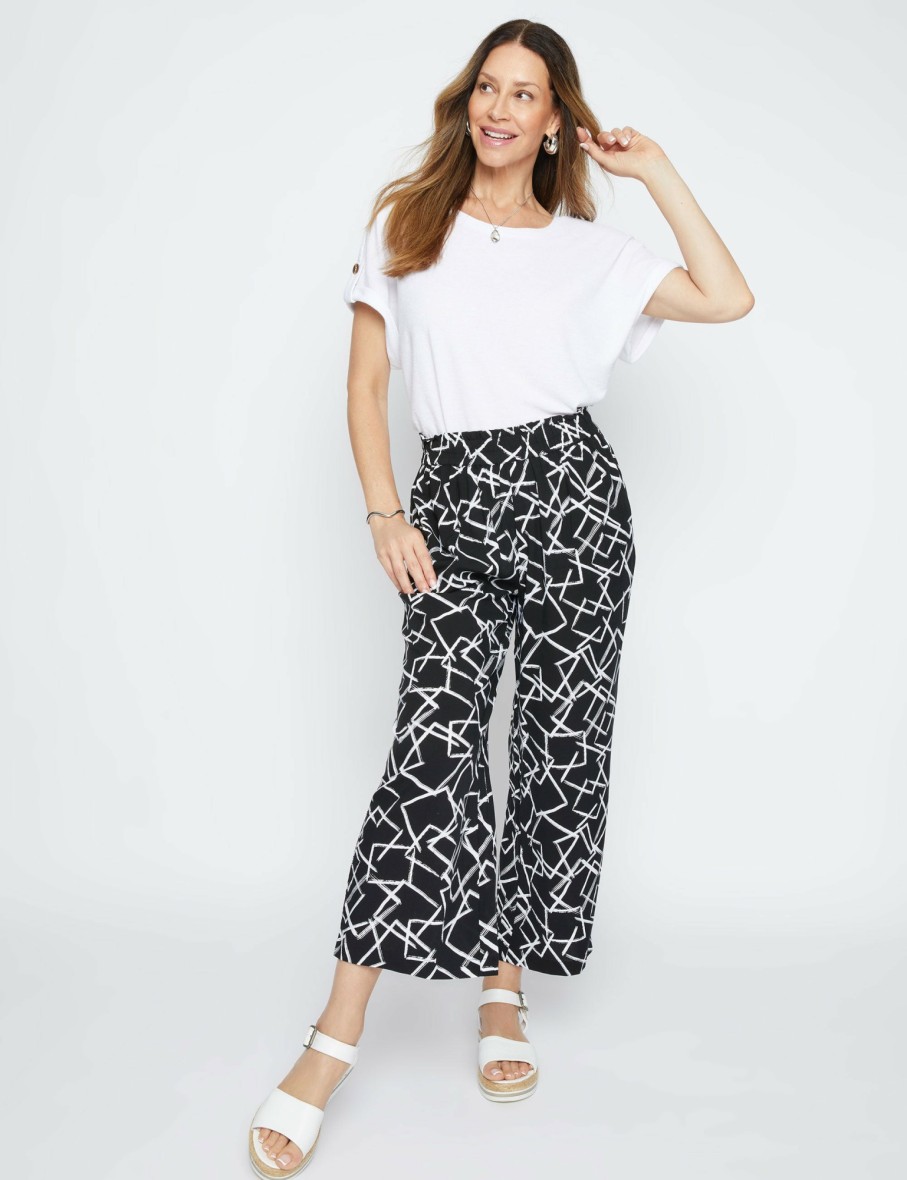 Women Millers Pants | Millers Ankle Length Ruffle Waistband Printed Rayon Pant