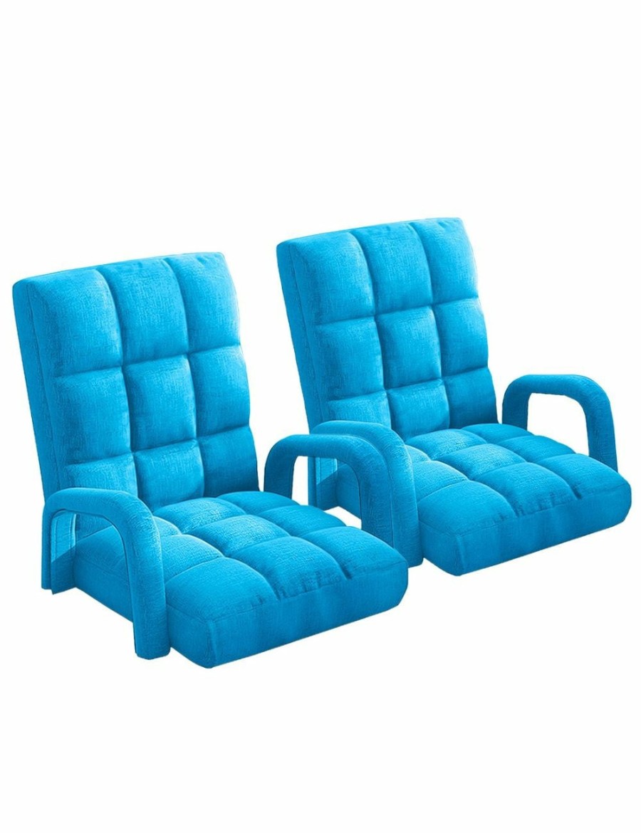 Home And Lifestyle Soga Recliners | Soga 2X Foldable Lounge Cushion Adjustable Floor Lazy Recliner Chair With Armrest Blue