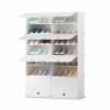 Home And Lifestyle Soga Bedroom Storage | Soga 7 Tier 2 Column White Shoe Rack Organizer Sneaker Footwear Storage Stackable Stand Cabinet Portable Wardrobe With Cover