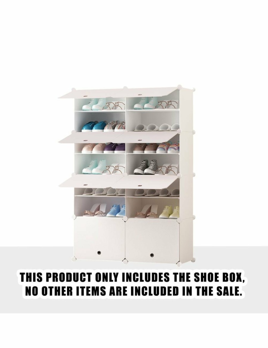 Home And Lifestyle Soga Bedroom Storage | Soga 7 Tier 2 Column White Shoe Rack Organizer Sneaker Footwear Storage Stackable Stand Cabinet Portable Wardrobe With Cover