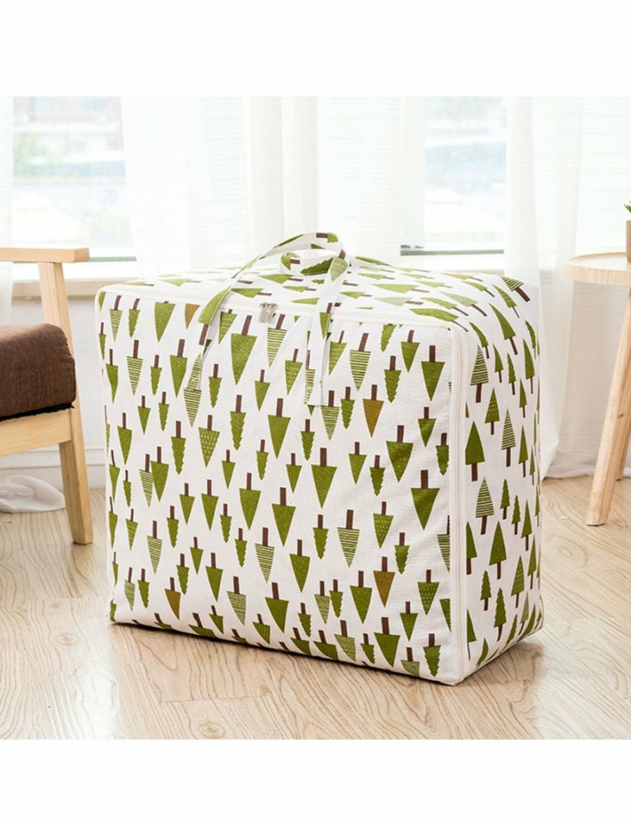 Home And Lifestyle Soga Luggage | Soga 2X Green Pine Tree Large Storage Luggage Bag Double Zipper Foldable Travel Organiser Essentials