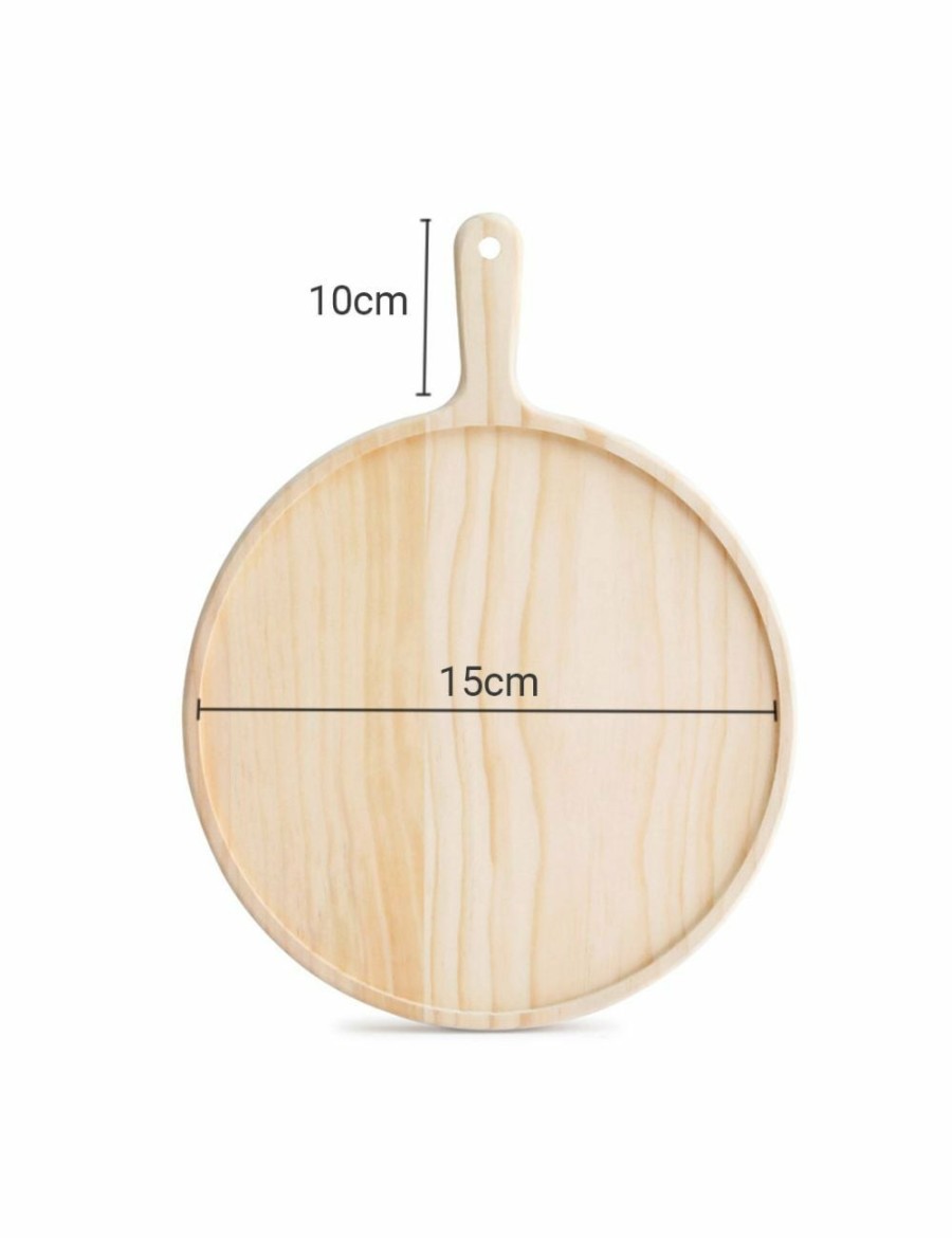 Home And Lifestyle Soga Serveware | Soga 2X 6 Inch Round Premium Wooden Pine Food Serving Tray Charcuterie Board Paddle Home Decor