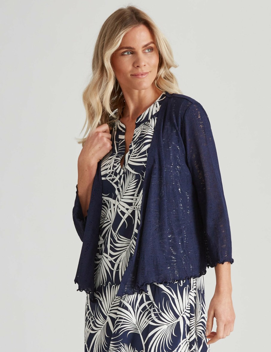 Women Millers Kaftans | Millers 3/4 Sleeve Slub Knit Cover Up Top