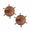 Home And Lifestyle Soga Food Preparation | Soga 2X 6 Pcs Brown Round Divisible Wood Pizza Server Food Plate Board Pizza Paddle Cutting Board Home Decor