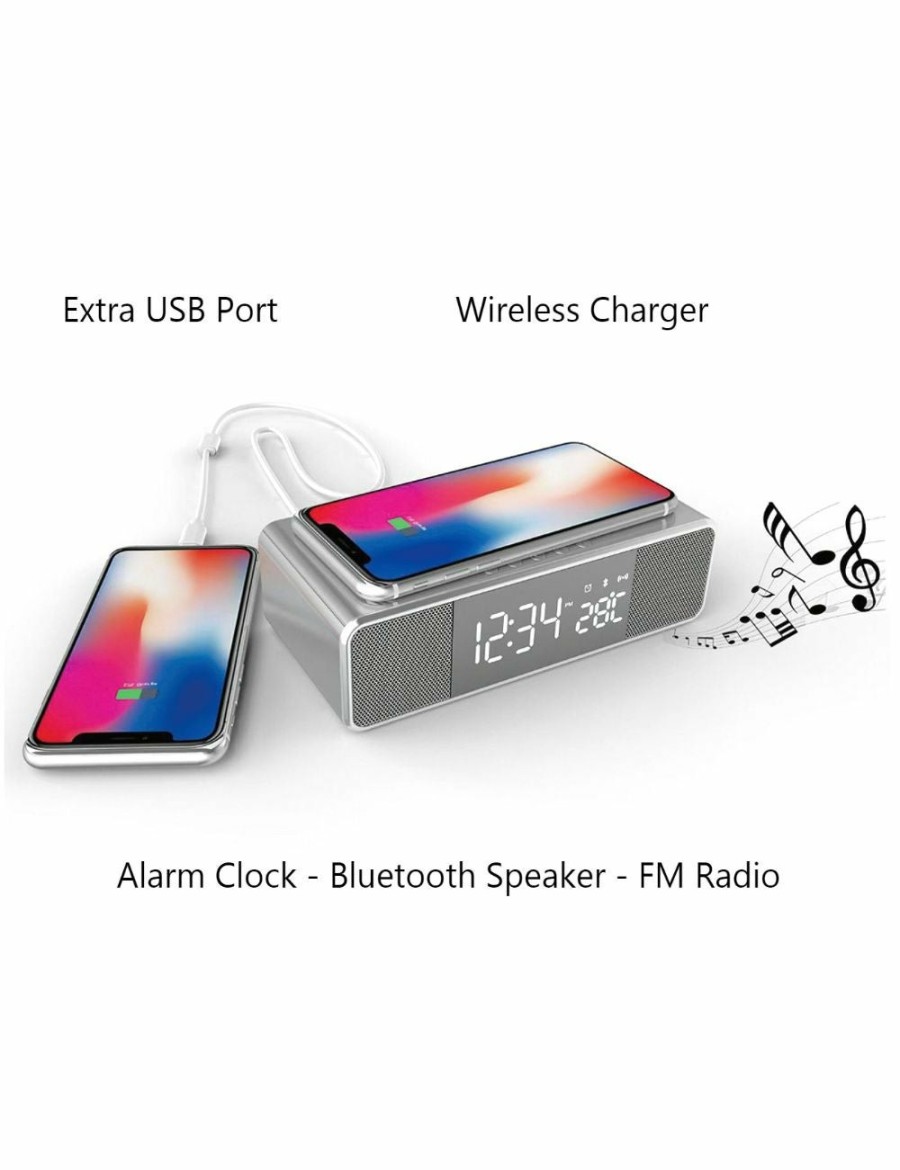 Home And Lifestyle Orotec Bluetooth Speakers | Orotec Nexgen Smart Wireless Charger Alarm Clock - Bluetooth Speaker - Fm Radio - Temperature Display