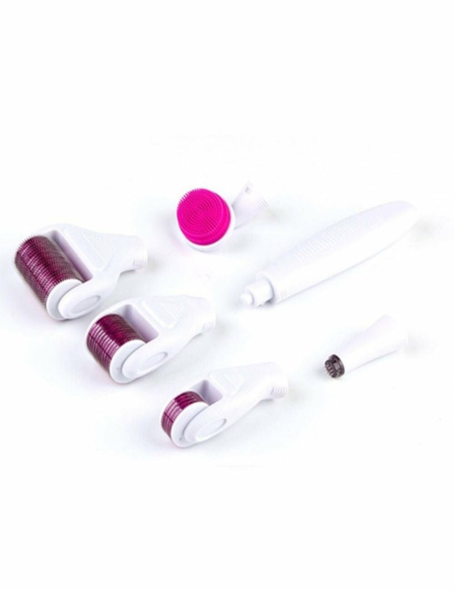 Beauty ICB Masks And Treatments | 6 In 1 Derma Roller Set - Purple With White - Achieve Glowing Skin Without Paying For Professional Microneedling Treatments