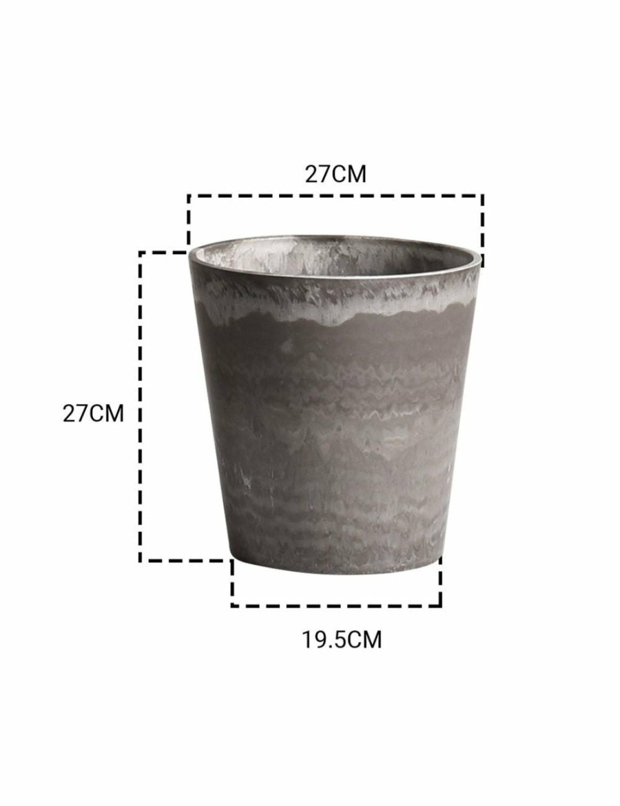 Home And Lifestyle Soga Pots & Planers | Soga 2X 27Cm Rock Grey Round Resin Plant Flower Pot In Cement Pattern Planter Cachepot For Indoor Home Office