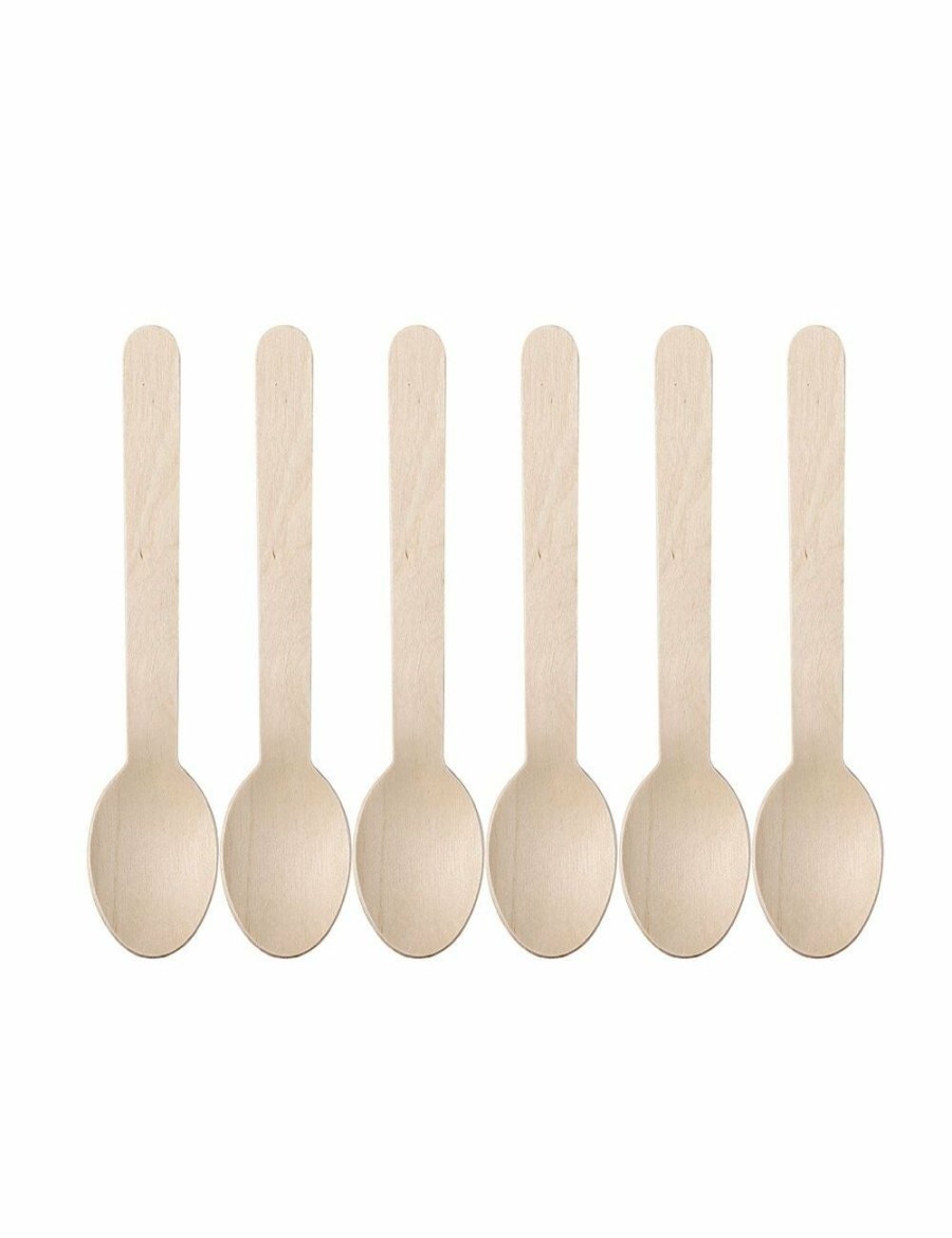 Home And Lifestyle LEMON AND LIME Cutlery | 96Pc Lemon & Lime Eco 15.5Cm Disposable Dinner Wooden Spoons Cutlery Catering