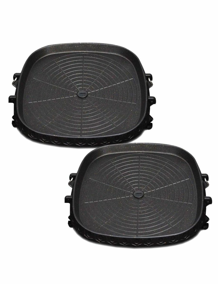 Outdoors Soga | Soga Ss Stone Bbq Non Stick Square Grill Plate 2Pack