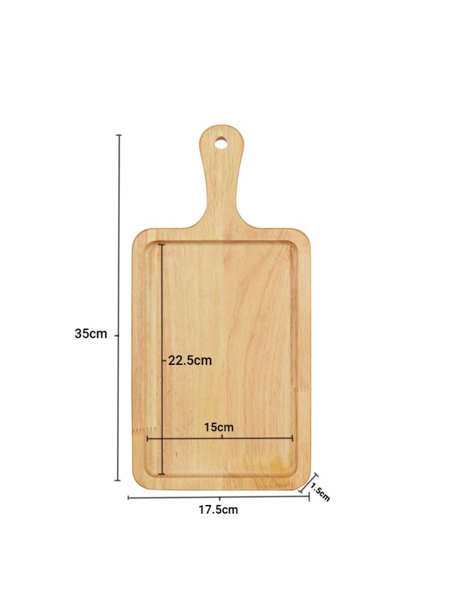 Home And Lifestyle Soga Serveware | Soga 2X 35Cm Rectangle Premium Wooden Oak Food Serving Tray Charcuterie Board Paddle Home Decor