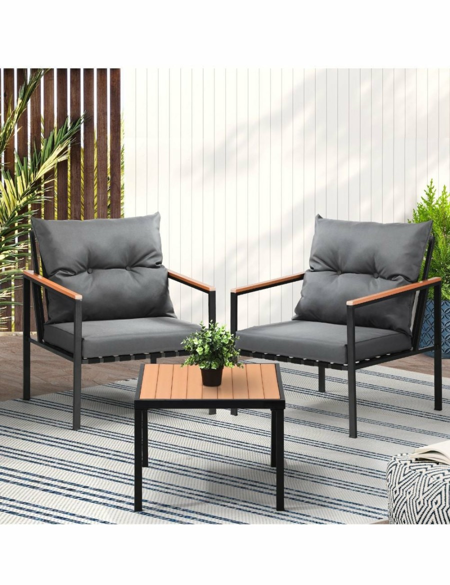 Outdoors Livsip | Livsip 3Pcs Outdoor Furniture Lounge Setting Sofa Chairs Patio Dining Bistro Set