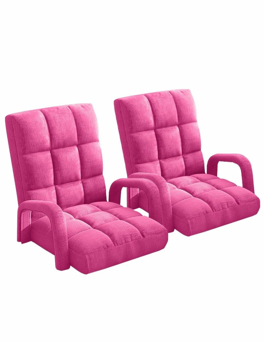 Home And Lifestyle Soga Recliners | Soga 2X Foldable Lounge Cushion Adjustable Floor Lazy Recliner Chair With Armrest Pink