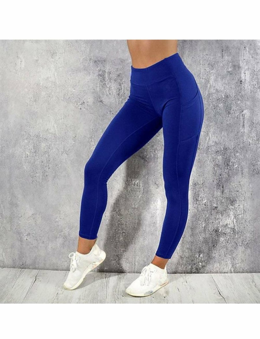 Women HOD Health & Home Active Bottoms | Women'S Gym Tights & Leggings High Waist Leggings With Side Pocket Yoga Fitness Slim Pants