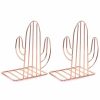 Home And Lifestyle HOD Health & Home Book Ends | Creative Cactus Shaped Metal Bookends Book Support Stand Desk Organizer Storage Holder Shelf