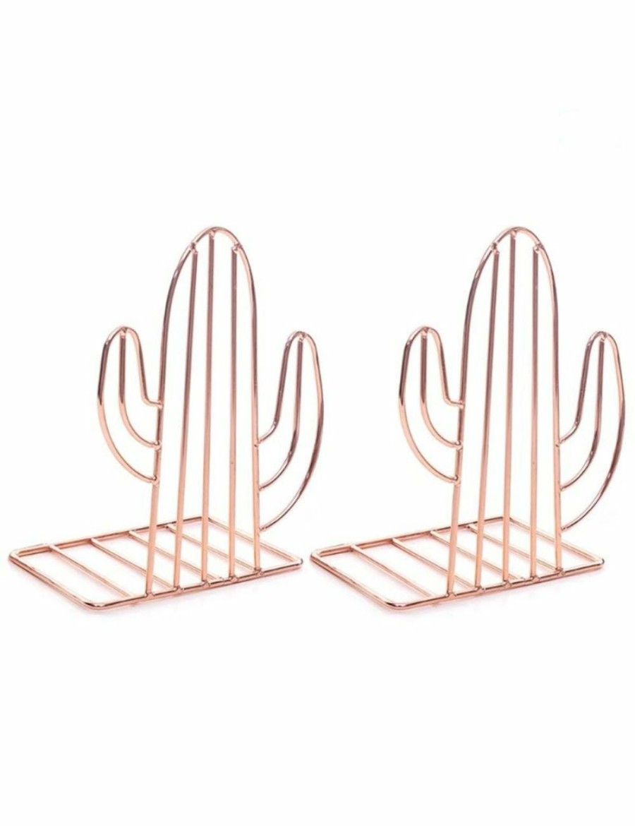 Home And Lifestyle HOD Health & Home Book Ends | Creative Cactus Shaped Metal Bookends Book Support Stand Desk Organizer Storage Holder Shelf