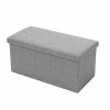 Home And Lifestyle BOXSWEDEN Ottomans & Footstools | Box Sweden 76X36Cm Ottoman Storage Cube Faux Linen Home Organiser/Stool Grey