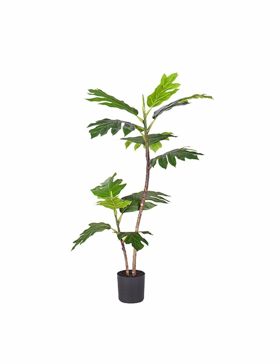 Home And Lifestyle Soga Artifical Plants | Soga 90Cm 2-Trunk Artificial Natural Green Split-Leaf Philodendron Tree Fake Tropical Indoor Plant Home Office Decor