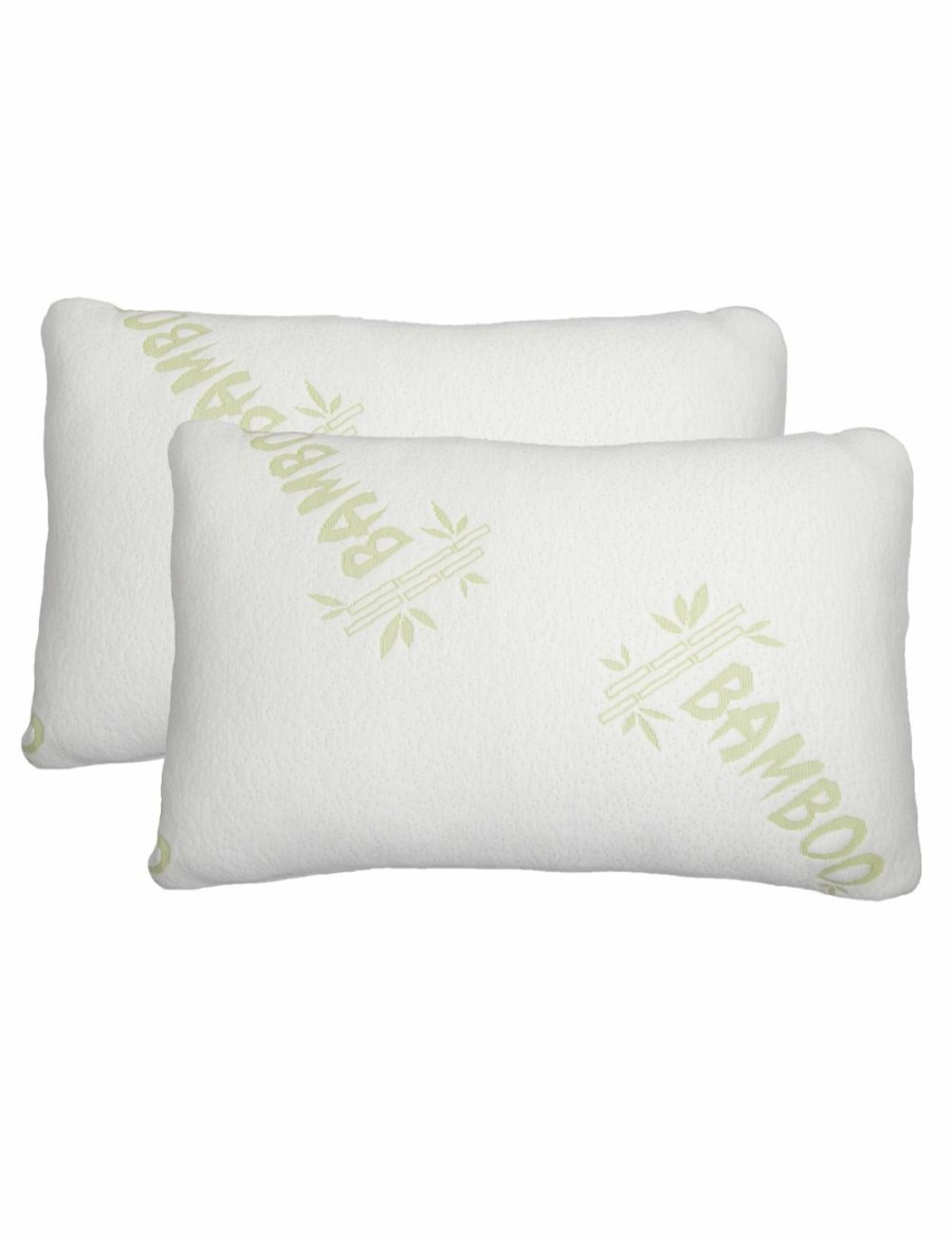 Home And Lifestyle N/A Pillowcases | 2Pk Ardor Rolled Bamboo 65X40Cm Memory Foam Pillow W/Removable Pillowcase Cover